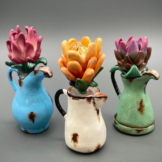 Handmade, home decor, functional art, sculpture, hand crafted, creative, unique, Protea, Protea art, South African flower