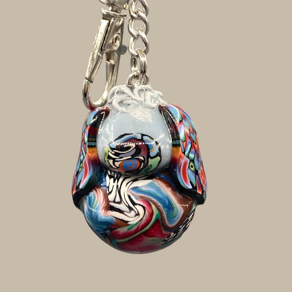 Marbles, alien keychain, Grey alien keychain, Aliens, extraterrestrial, colorful keychain, cute keychain, unique keychain, handmade keychain, handmade, handcrafted, art, colorful, sculpture, Grey colored keychain