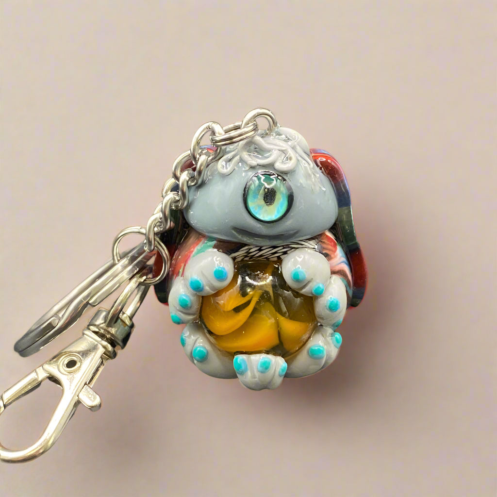 Marbles, alien keychain, Grey alien keychain, Aliens, extraterrestrial, colorful keychain, cute keychain, unique keychain, handmade keychain, handmade, handcrafted, art, colorful, sculpture, Grey colored keychain