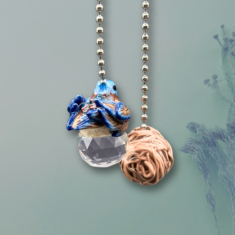 Decorative ceiling fan pull chain with Bluebird and nest design