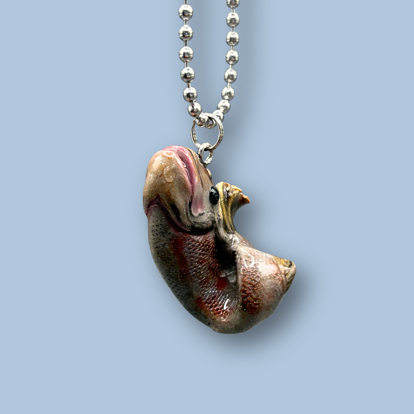 A Walleye fish car charm for your rear view mirror. Handmade with Polymer clay.