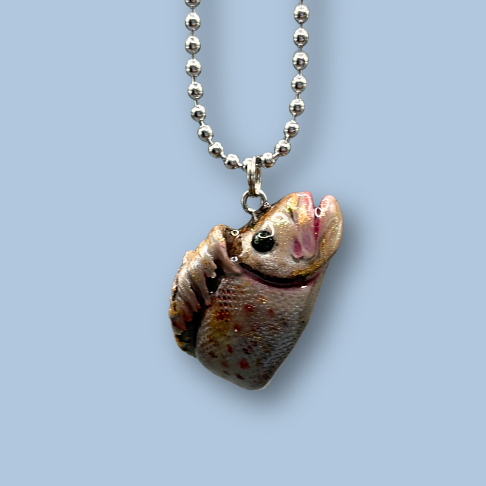 A Walleye fish car charm for your rear view mirror. Handmade with Polymer clay.