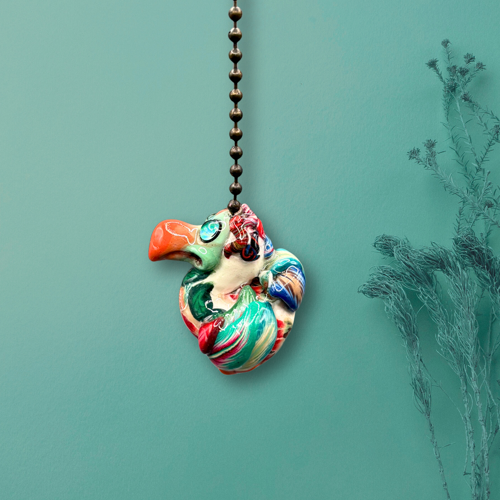 Colorful handmade Dodo bird ceiling fan pull chain