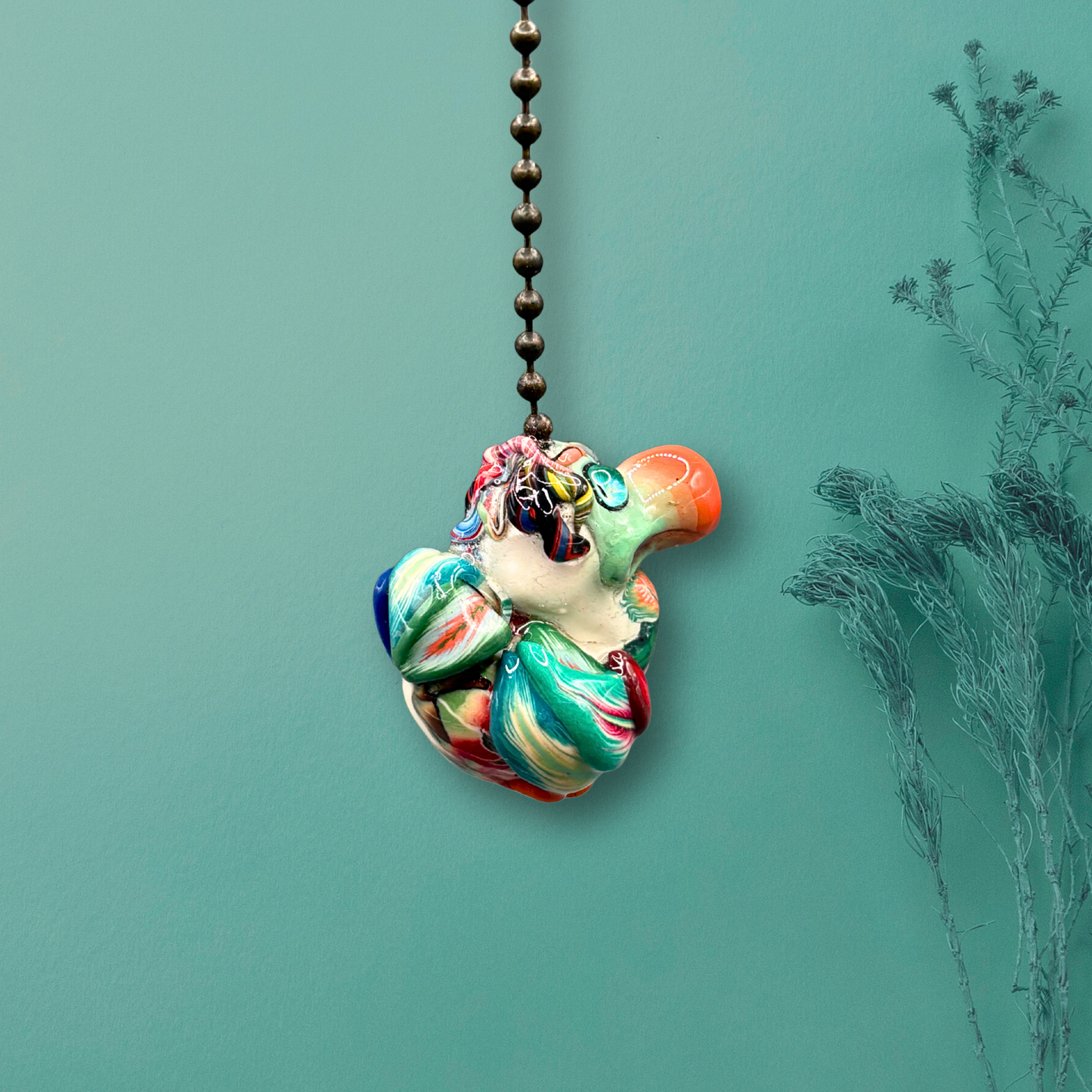 Colorful handmade Dodo bird ceiling fan pull chain