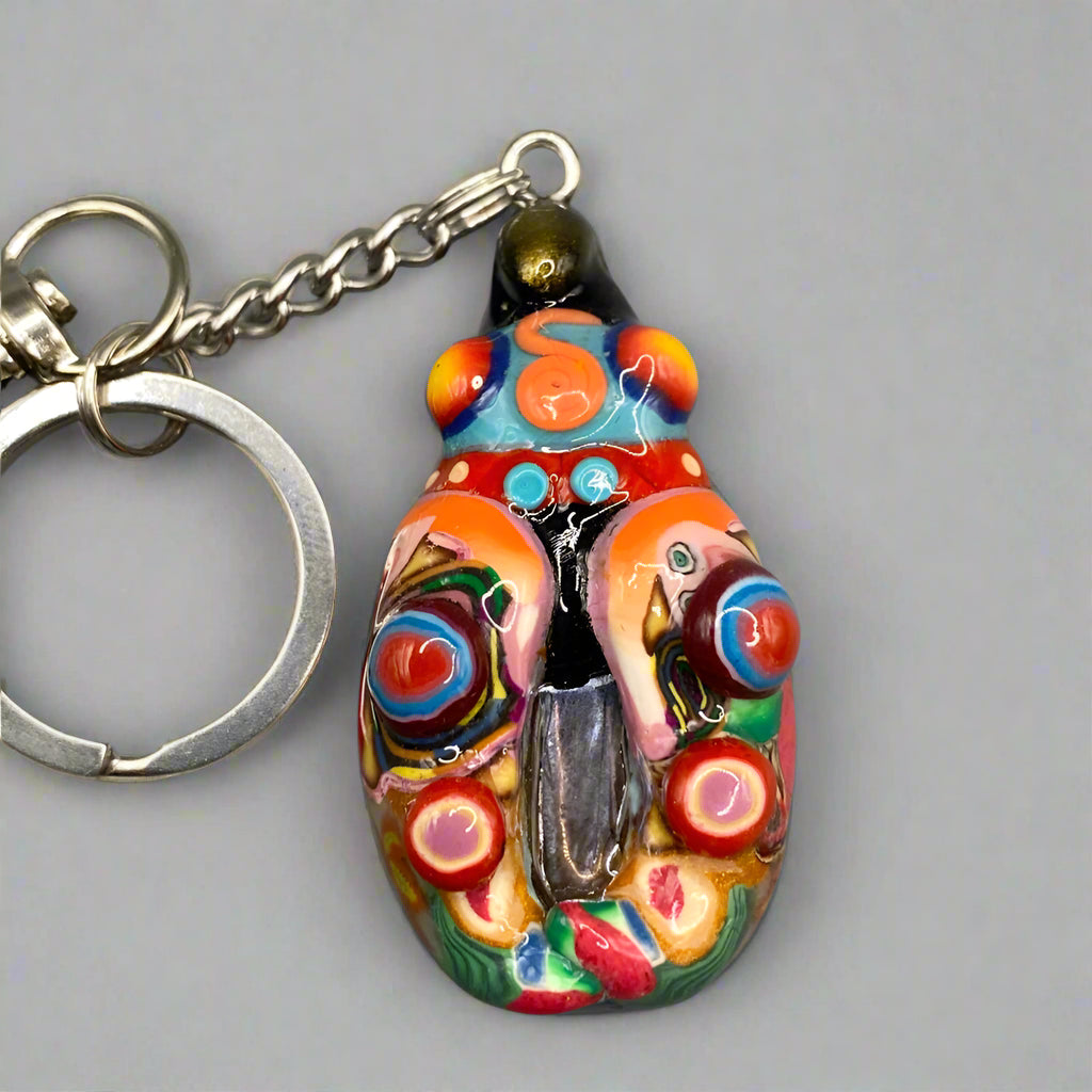 Marbles, bug marble keychain, Multi-colored, Bohemian keychain, Gypsy charm, Eclectic keychain, colorful keychain, bugs, bug keychain, cute keychain, unique keychain, handmade keychain, handmade, handcrafted, art, colorful, sculpture, Teal colored keychain