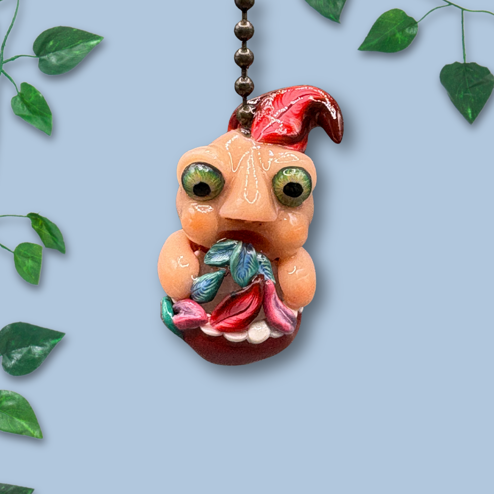 Cute chubby Elf light pull, handmade with Polymer clay