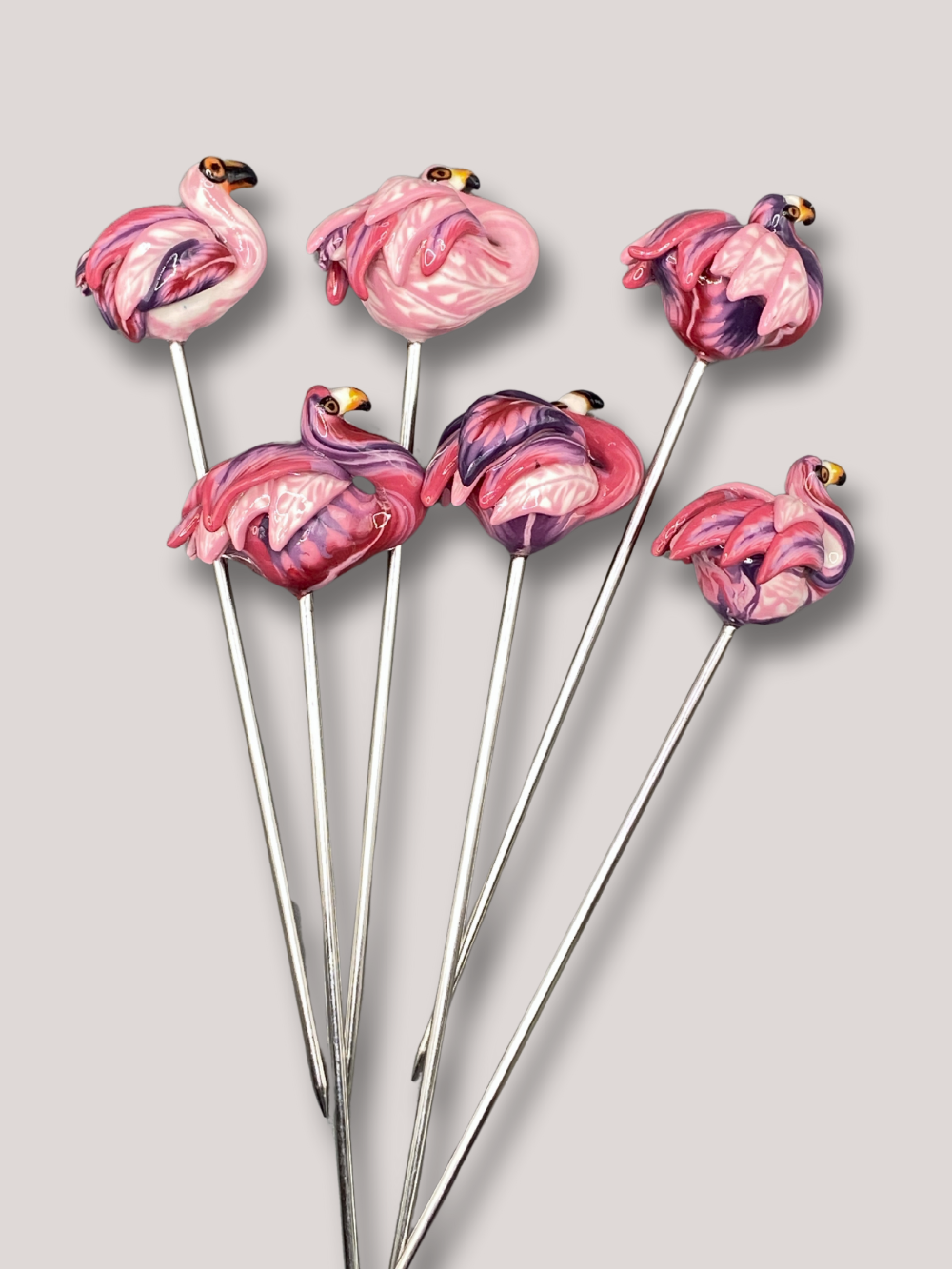 Handmade, home decor, Cocktail sticks, cocktail picks, bar accessories, functional art, sculpture, hand crafted, creative, unique, Flamingos, Flamingo cocktail picks, flamingo decor, Flamingo party gifts, pink