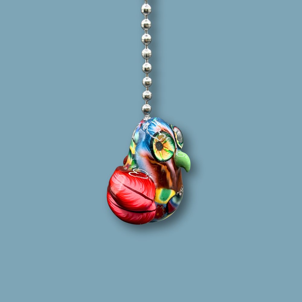 Colorful funky Owl light pull, handmade with Polymer clay.