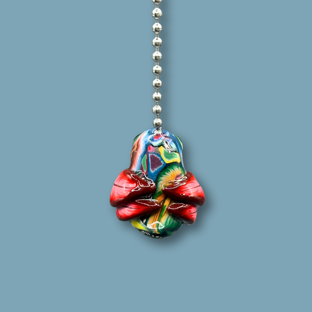 Colorful funky Owl light pull, handmade with Polymer clay.