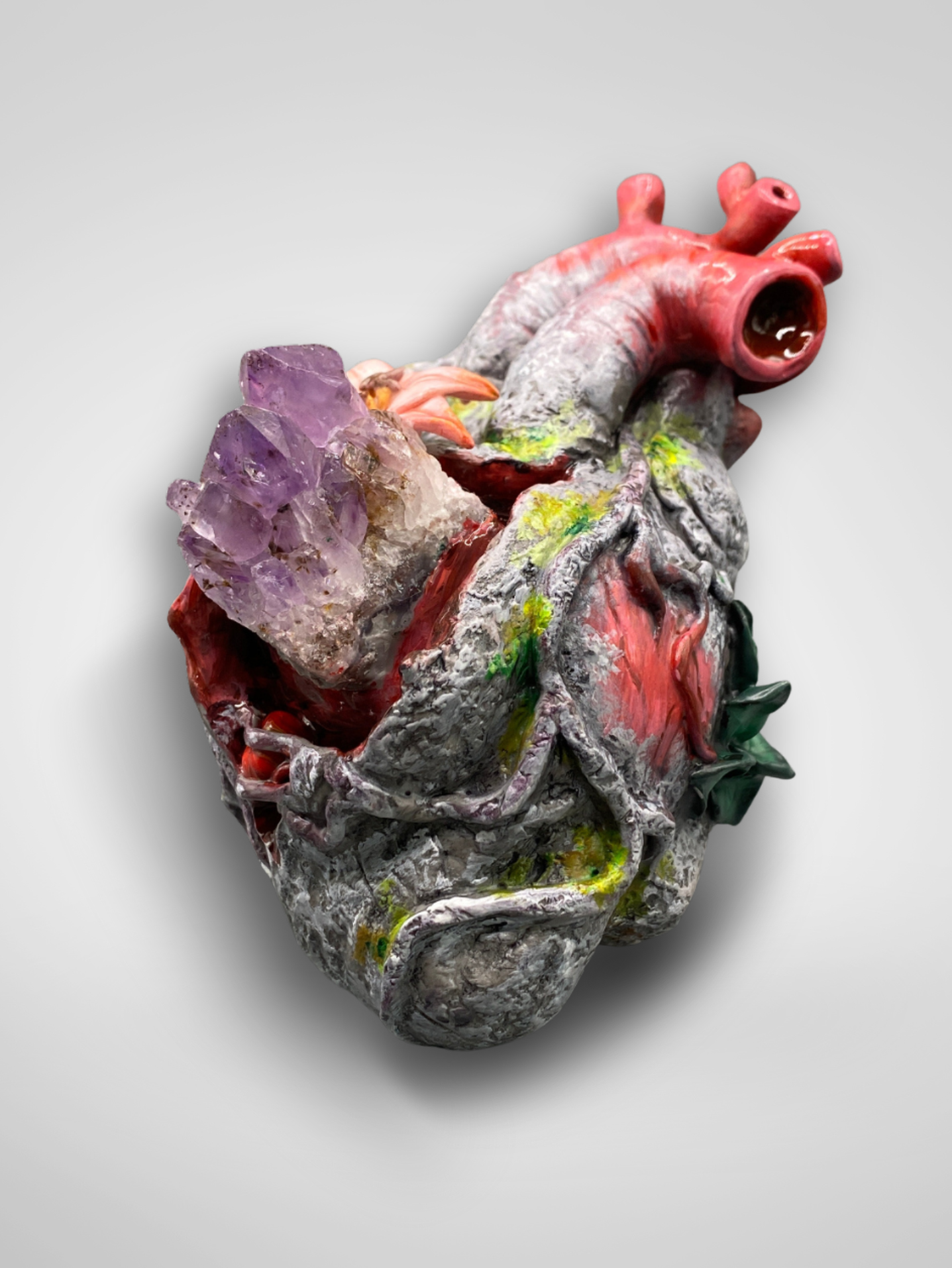 Heart of stone, God's love, Lilly, Crystal, gemstone, Sculpture, Handmade, Hand crafted, art, Artist, Hope, joy, strength through suffering, handmade, sculpture, sculpted, heart sculpture, clay sculpture