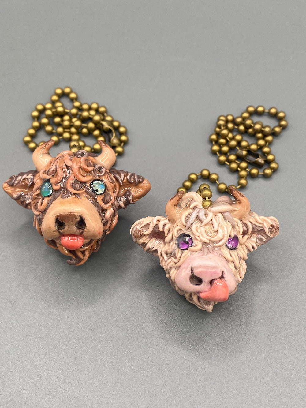 Handmade, home decor, Light pull, Fan pull, functional art, sculpture, hand crafted, creative, unique, Highland cow, Cow art