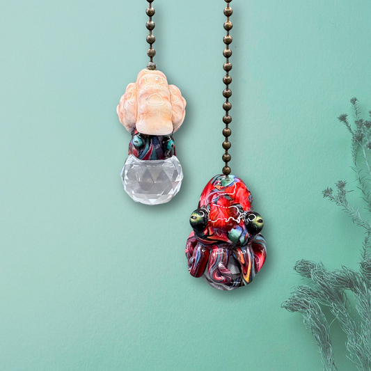 A colorful set of handmade Octopus and Sea snail Light pulls