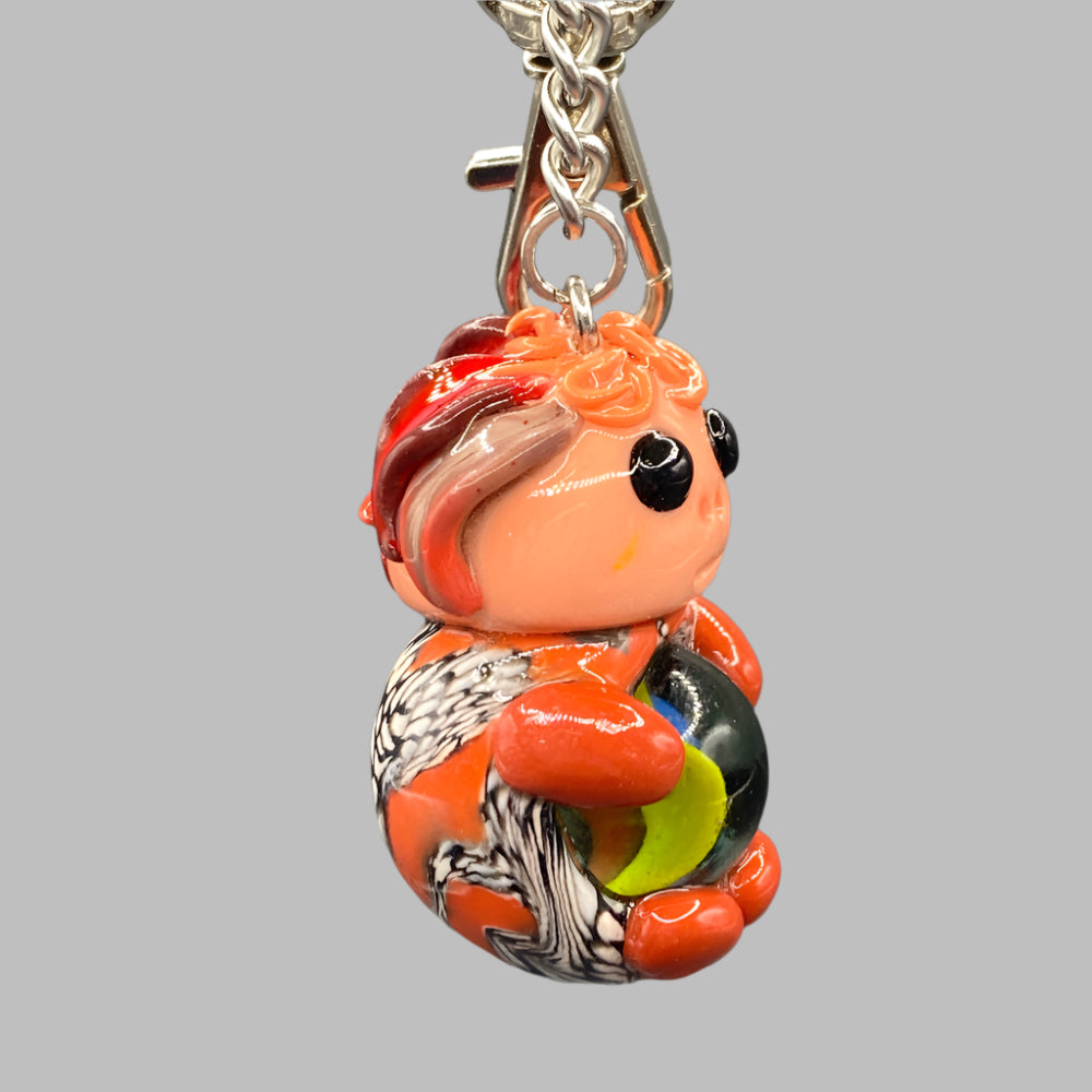 Marbles, orange bug keychain, Orange, purse charm, colorful keychain, cute keychain, unique keychain, handmade keychain, handmade, handcrafted, art, colorful, sculpture, Orange colored keychain, burnt orange keychain,