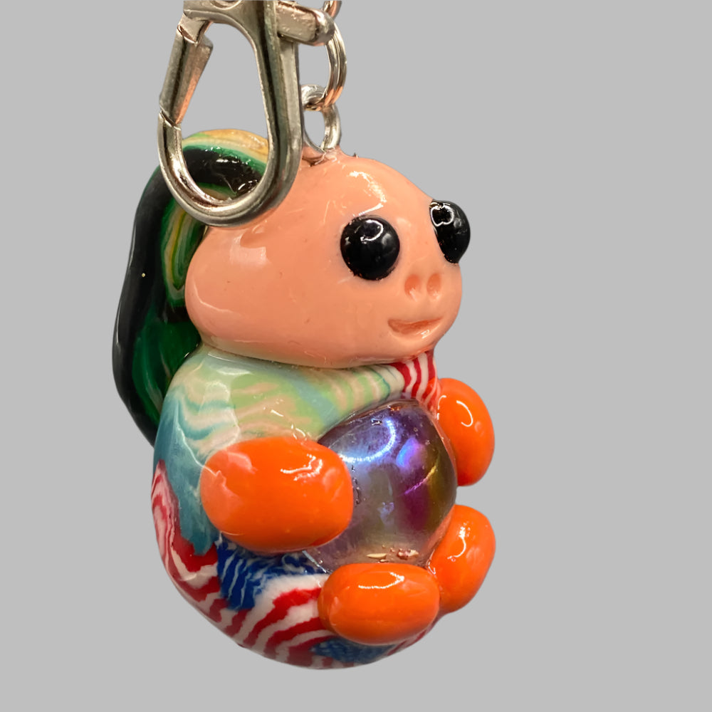 Marbles, peach bug marble, peach, orange, colorful keychain, bugs, bug keychain, cute keychain, unique keychain, handmade keychain, handmade, handcrafted, art, colorful, sculpture