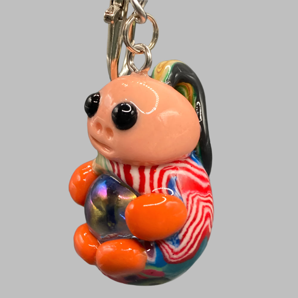 Marbles, peach bug marble, peach, orange, colorful keychain, bugs, bug keychain, cute keychain, unique keychain, handmade keychain, handmade, handcrafted, art, colorful, sculpture