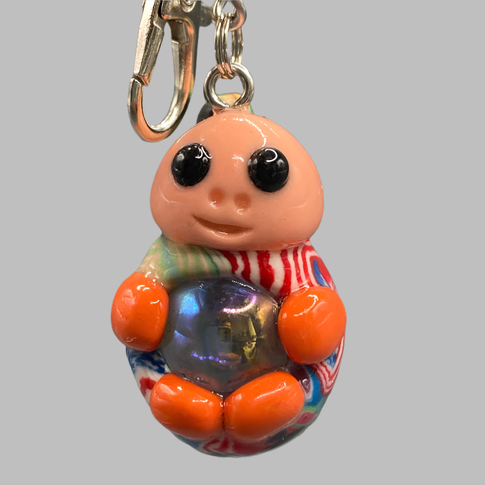 Marbles, peach bug marble, peach, orange, colorful keychain, bugs, bug keychain, cute keychain, unique keychain, handmade keychain, handmade, handcrafted, art, colorful, sculpture
