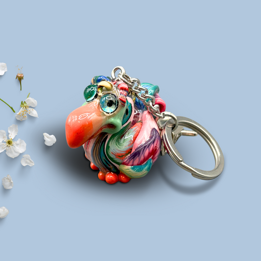 Handmade colorful pink Dodo bird keychain