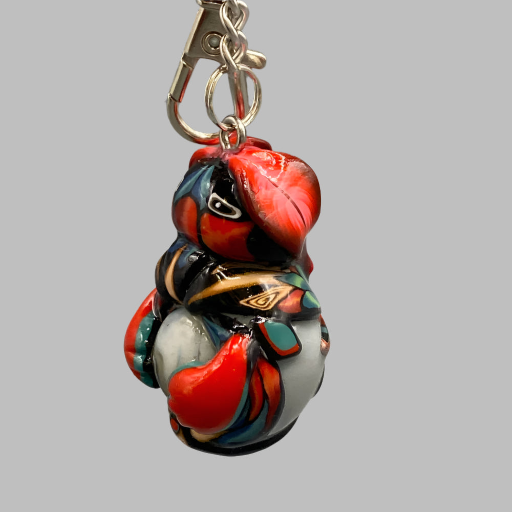 Marbles, red bug marble creature, red, colorful keychain, bugs, bug keychain, cute keychain, unique keychain, handmade keychain, handmade, handcrafted, art, colorful, sculpture