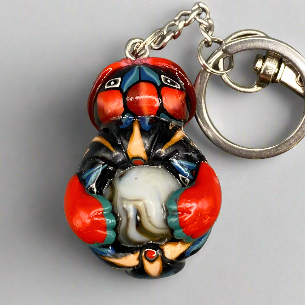 Marbles, red bug marble creature, red, colorful keychain, bugs, bug keychain, cute keychain, unique keychain, handmade keychain, handmade, handcrafted, art, colorful, sculpture