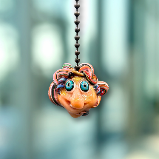 Decorative ceiling fan pull chain named Sampie, with a colorful, cartoon-like design.