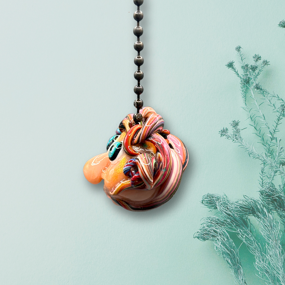 Decorative ceiling fan pull chain named Sampie, with a colorful, cartoon-like design.