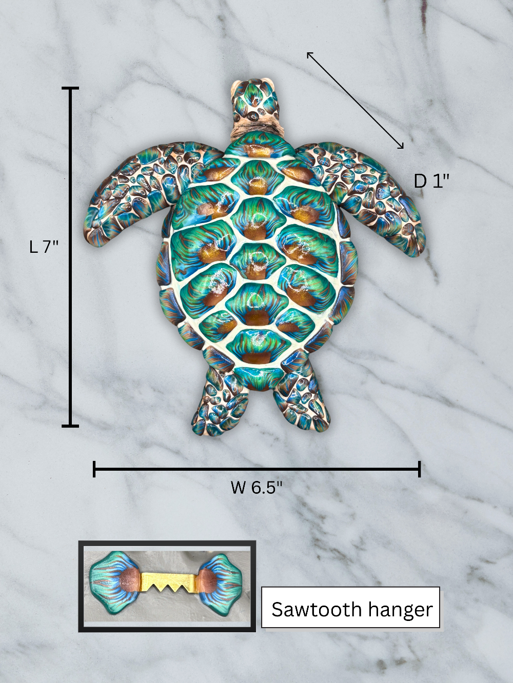 Decorative turtle wall art, Handmade with Polymer clay.