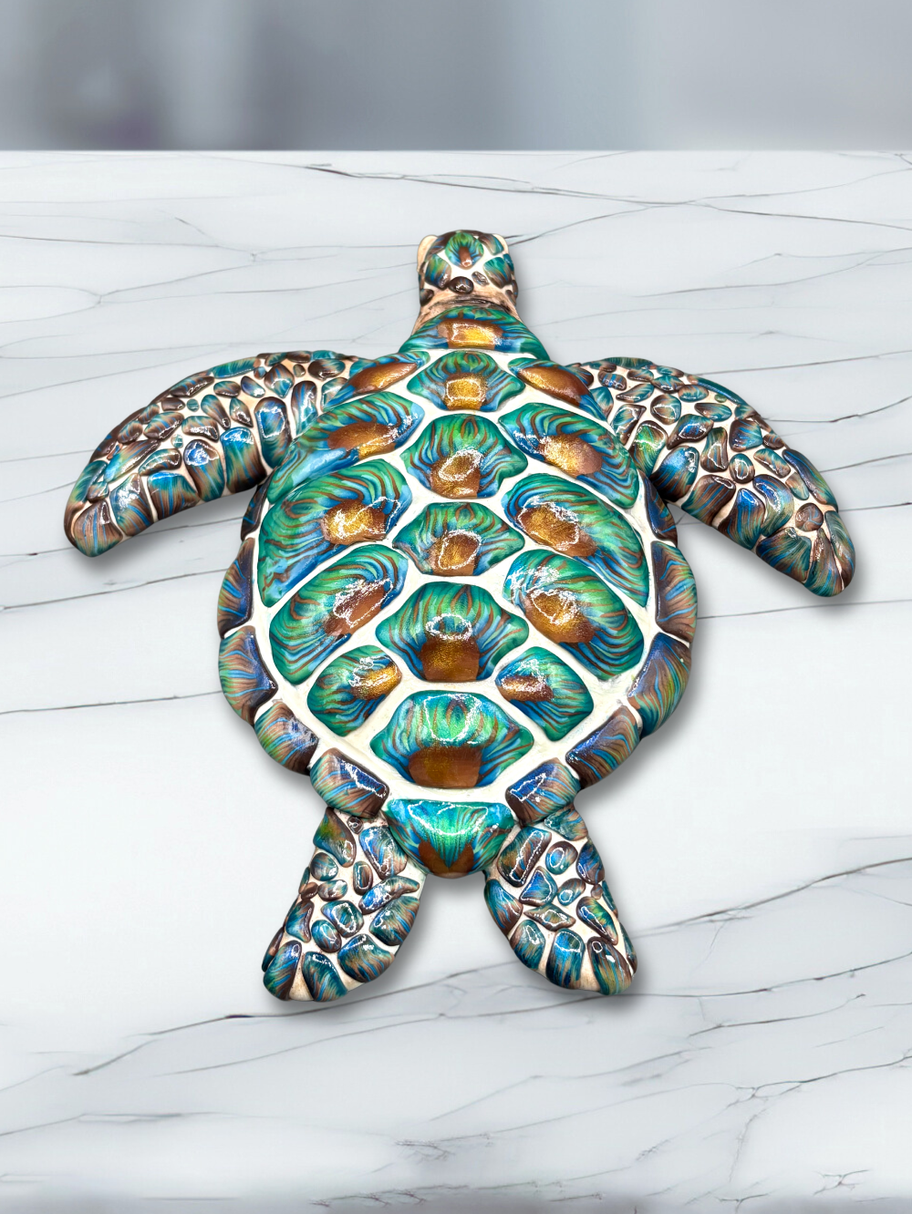 Decorative turtle wall art, Handmade with Polymer clay.