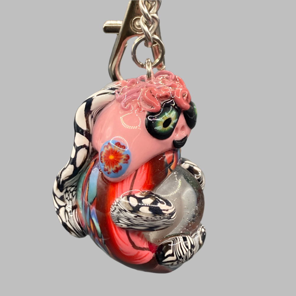 Marbles, pink bug marble, pink, pink keychain, colorful keychain, bugs, bug keychain, cute keychain, unique keychain, handmade keychain, handmade, handcrafted, art, colorful, sculpture