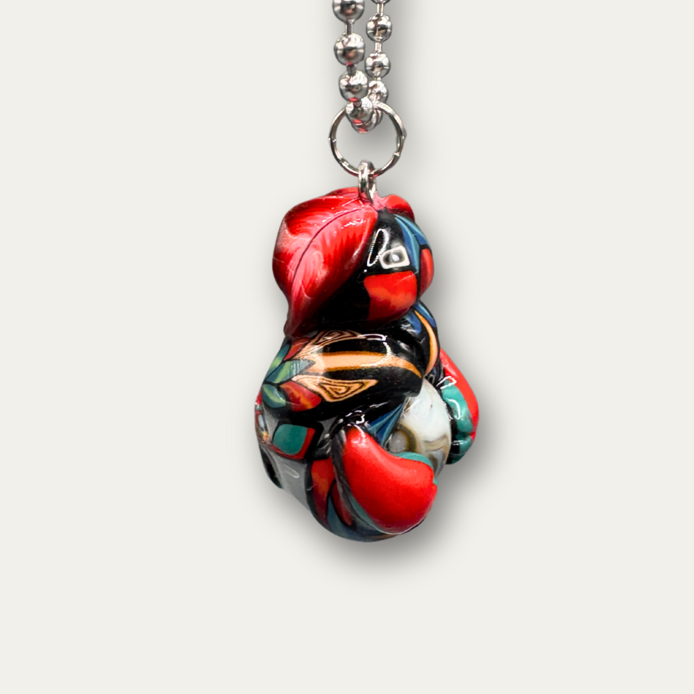 This Red bug car charm for your rear view mirror is handmade with Polymer clay. Its a unique car cham with a real marble in its belly.
