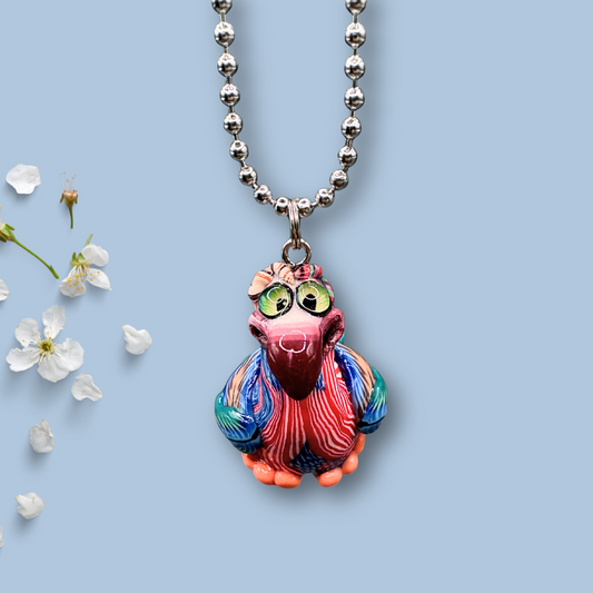 Colorful American flag decorated Dodo bird car charm handmade with polymer clay