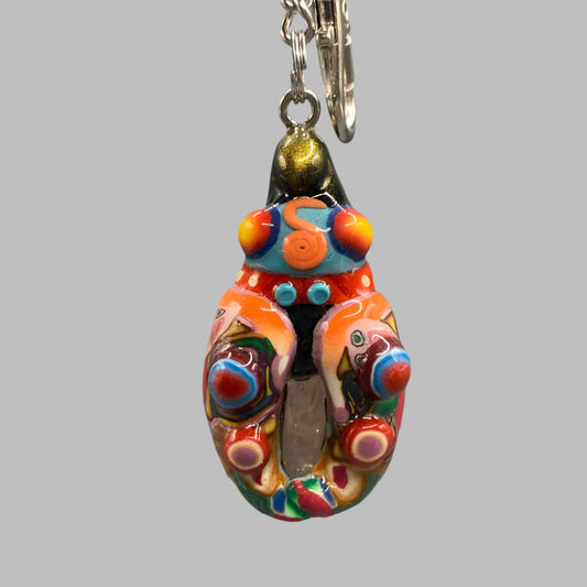 Marbles, bug marble keychain, Multi-colored, Bohemian keychain, Gypsy charm, Eclectic keychain, colorful keychain, bugs, bug keychain, cute keychain, unique keychain, handmade keychain, handmade, handcrafted, art, colorful, sculpture, Teal colored keychain