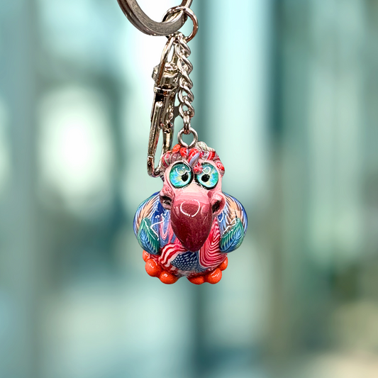 Handmade Dodo bird keychain with patriotic American flag body