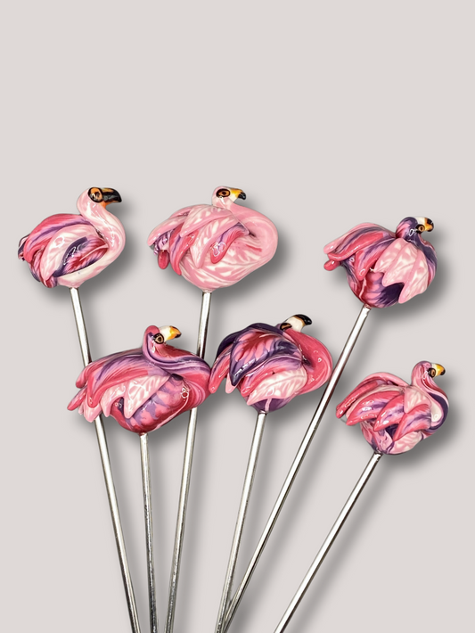 Handmade, home decor, Cocktail sticks, cocktail picks, bar accessories, functional art, sculpture, hand crafted, creative, unique, Flamingos, Flamingo cocktail picks, flamingo decor, Flamingo party gifts, pink