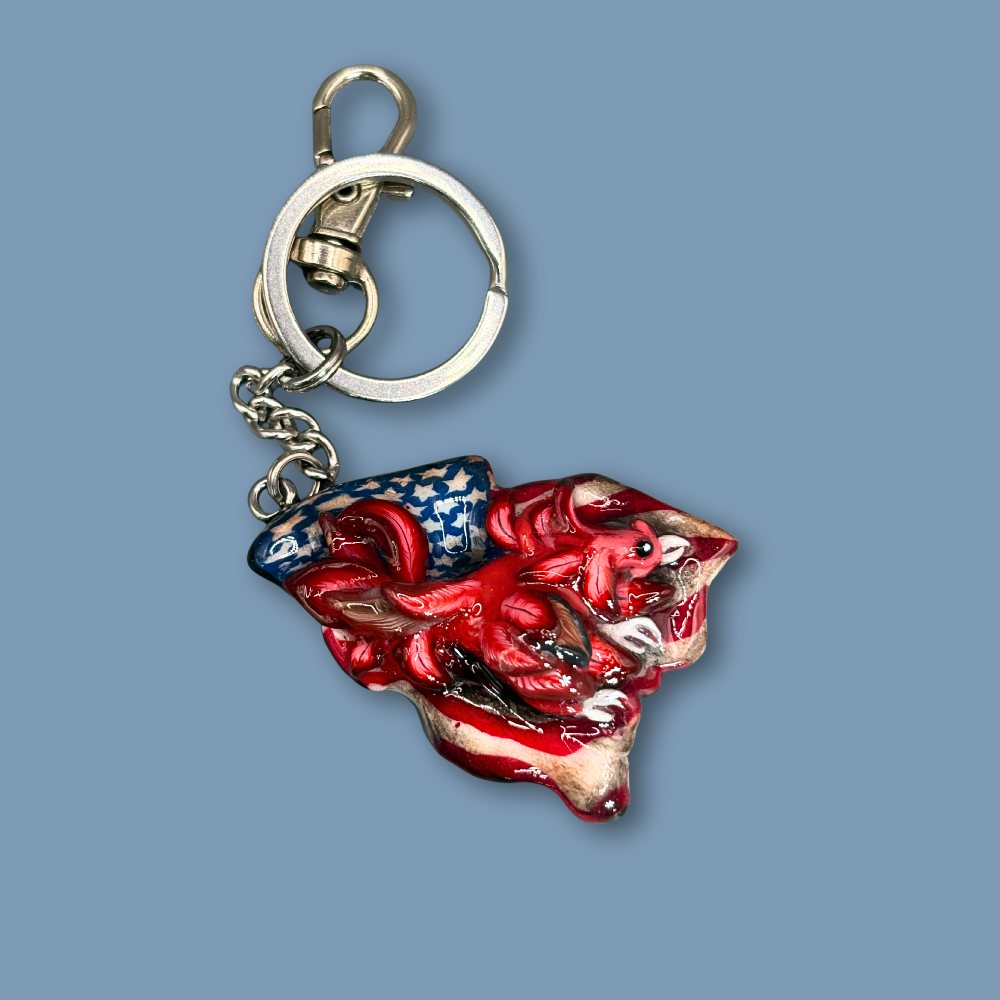 Carolina Gamecocks, Football, South Carolina football, Keychain, Handmade, Hand sculpted, Polymer clay, Art, Artist, Unique keychain, handmade charms, Accessories
