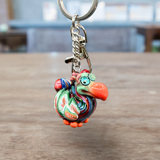Unique handmade colorful green Dodo bird keychain