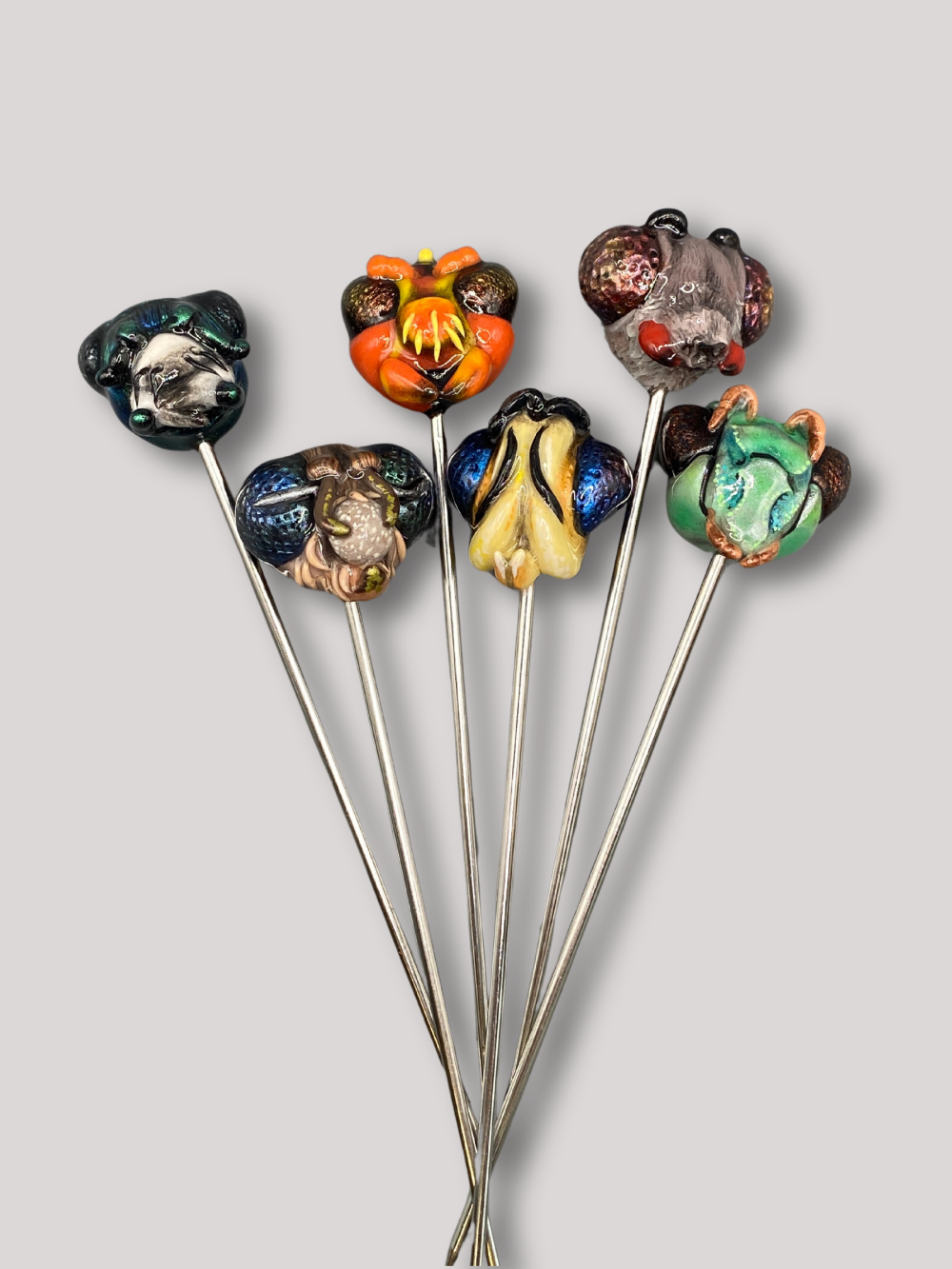 Handmade, home decor, Cocktail sticks, cocktail picks, bar accessories, functional art, sculpture, hand crafted, creative, unique, Insects, Entomology, Insect cocktail picks, cocktails, Insect lovers