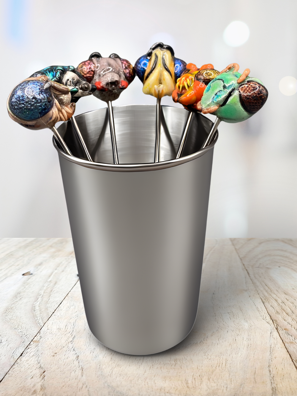 Handmade, home decor, Cocktail sticks, cocktail picks, bar accessories, functional art, sculpture, hand crafted, creative, unique, Insects, Entomology, Insect cocktail picks, cocktails, Insect lovers