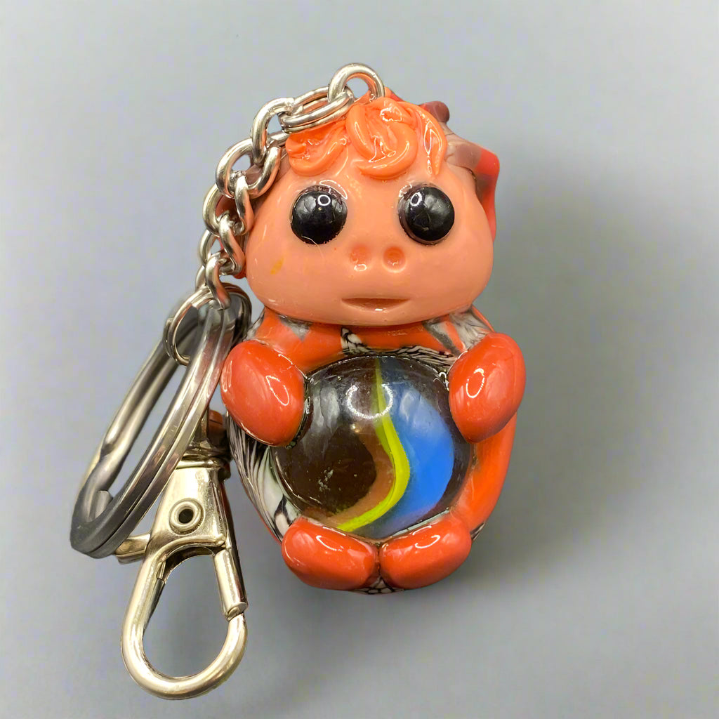 Marbles, orange bug keychain, Orange, purse charm, colorful keychain, cute keychain, unique keychain, handmade keychain, handmade, handcrafted, art, colorful, sculpture, Orange colored keychain, Orange keychain, 