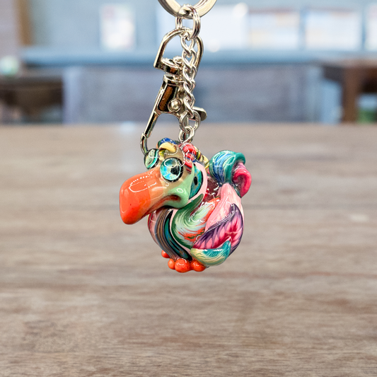 Handmade colorful pink Dodo bird keychain