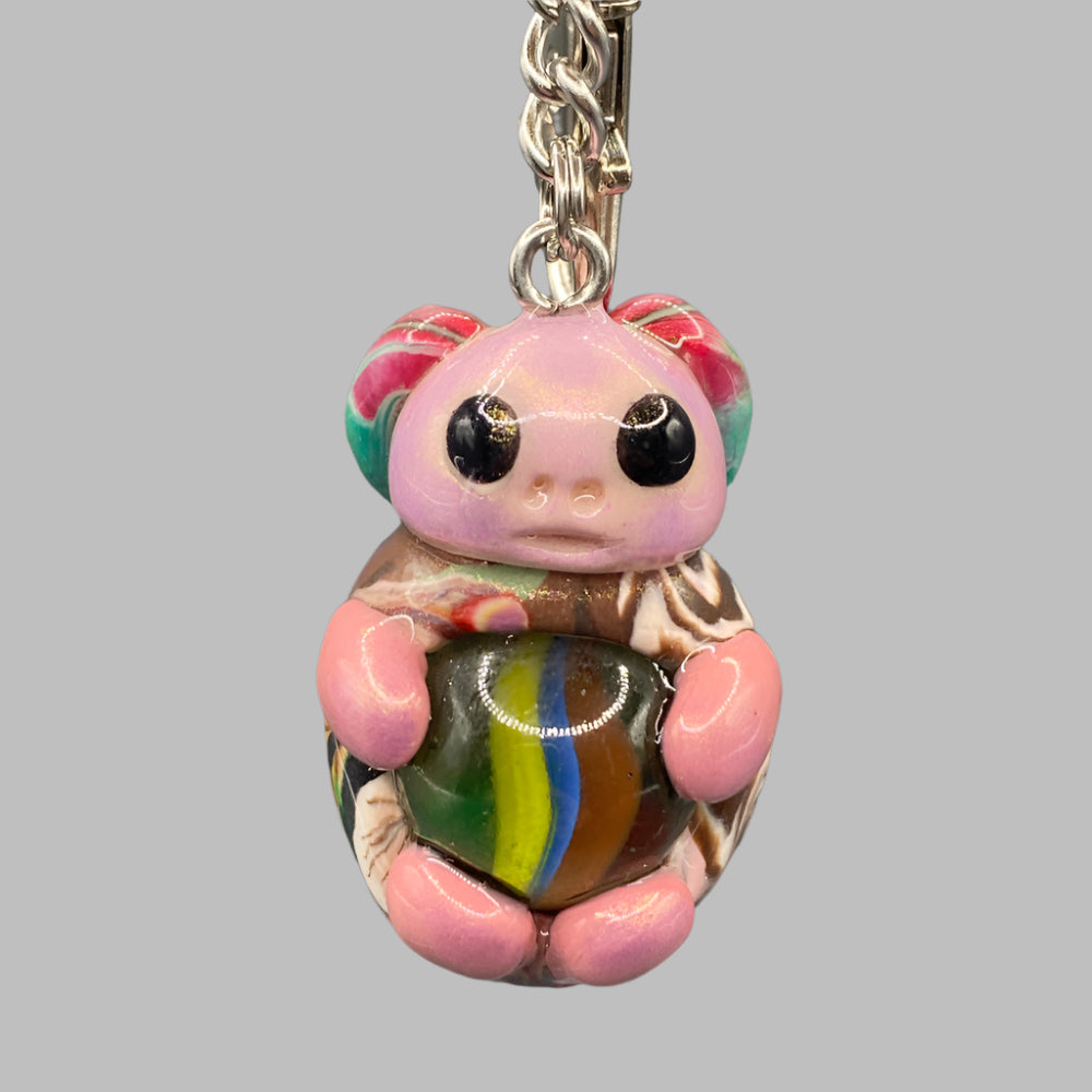 Marbles, pink bug marble, pink, pink keychain, colorful keychain, bugs, bug keychain, cute keychain, unique keychain, handmade keychain, handmade, handcrafted, art, colorful, sculpture