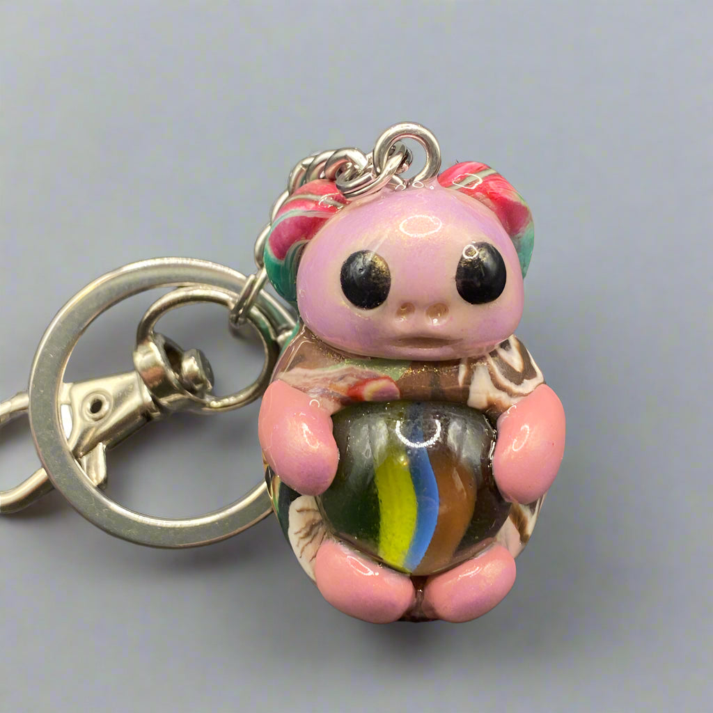 Marbles, pink bug marble, pink, pink keychain, colorful keychain, bugs, bug keychain, cute keychain, unique keychain, handmade keychain, handmade, handcrafted, art, colorful, sculpture