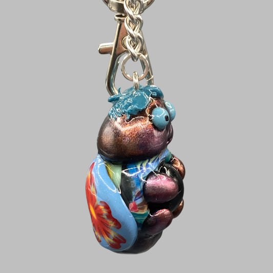Marbles, purple bug keychain, purple and blue, purse charm, colorful keychain, cute keychain, unique keychain, handmade keychain, handmade, handcrafted, art, colorful, sculpture, Purple colored keychain, purple keychain, 