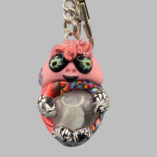 Marbles, pink bug marble, pink, pink keychain, colorful keychain, bugs, bug keychain, cute keychain, unique keychain, handmade keychain, handmade, handcrafted, art, colorful, sculpture