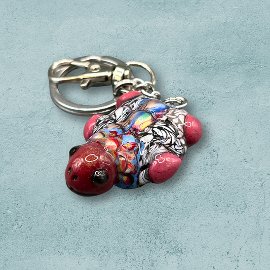 Colorful turtle keychain with textured back to relieve stress