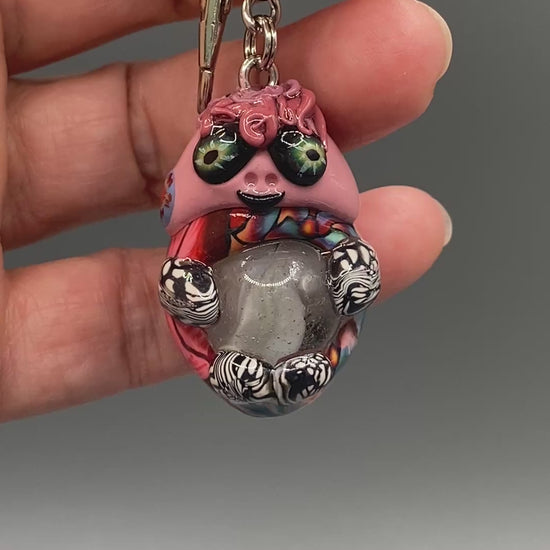 Marbles, pink bug marble, pink, pink keychain, colorful keychain, bugs, bug keychain, cute keychain, unique keychain, handmade keychain, handmade, handcrafted, art, colorful, sculpture