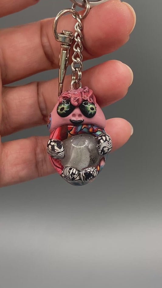 Marbles, pink bug marble, pink, pink keychain, colorful keychain, bugs, bug keychain, cute keychain, unique keychain, handmade keychain, handmade, handcrafted, art, colorful, sculpture