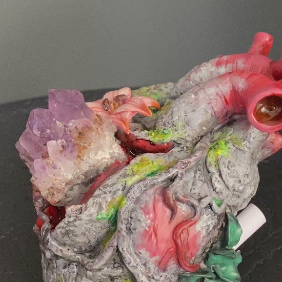 Heart of stone, God's love, Lilly, Crystal, gemstone, Sculpture, Handmade, Hand crafted, art, Artist, Hope, joy, strength through suffering, handmade, sculpture, sculpted, heart sculpture, clay sculpture