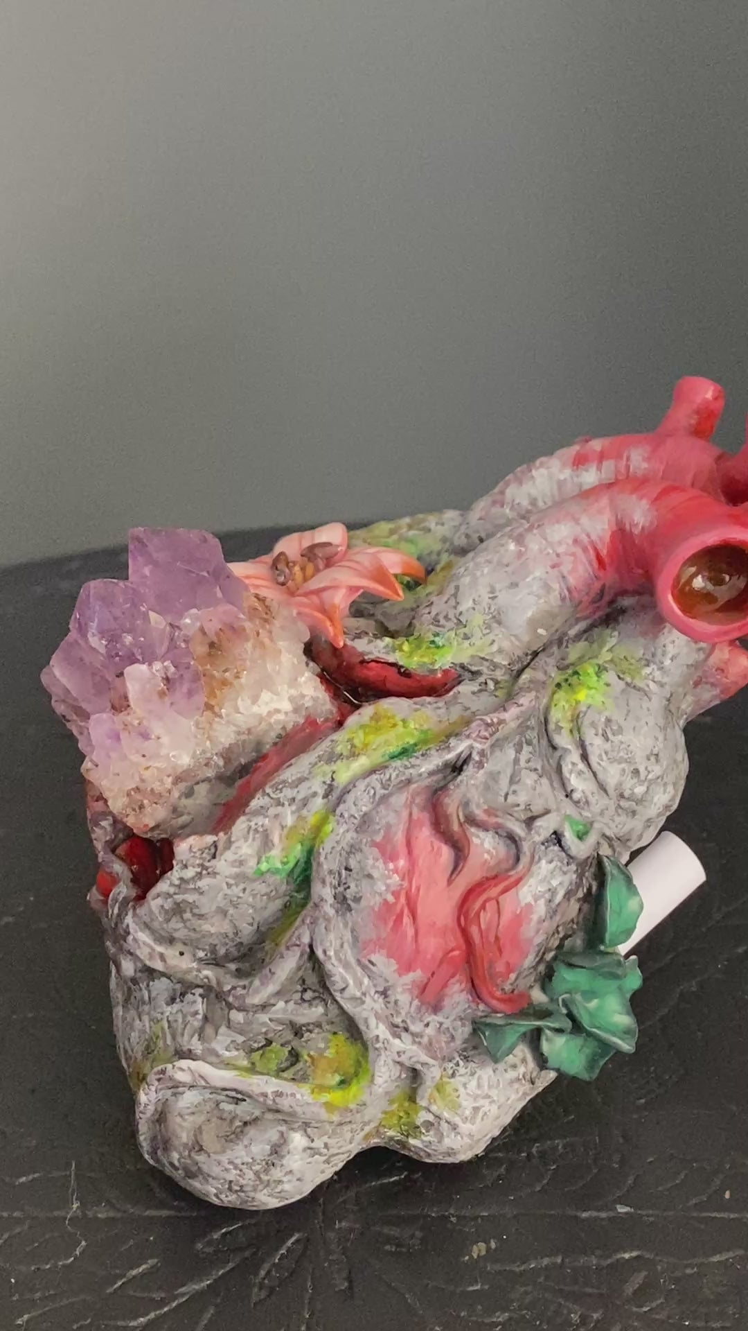 Heart of stone, God's love, Lilly, Crystal, gemstone, Sculpture, Handmade, Hand crafted, art, Artist, Hope, joy, strength through suffering, handmade, sculpture, sculpted, heart sculpture, clay sculpture