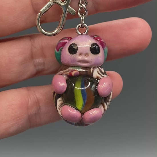 Marbles, pink bug marble, pink, pink keychain, colorful keychain, bugs, bug keychain, cute keychain, unique keychain, handmade keychain, handmade, handcrafted, art, colorful, sculpture