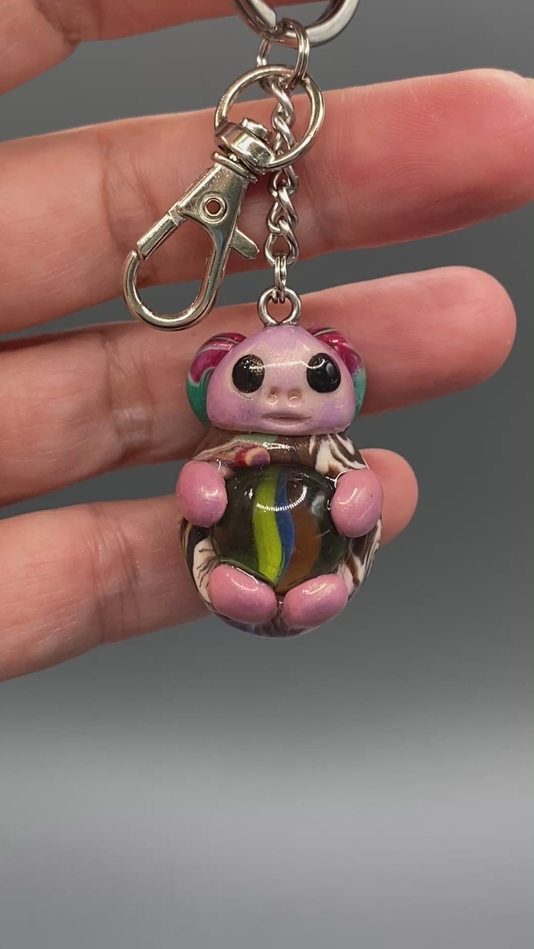 Marbles, pink bug marble, pink, pink keychain, colorful keychain, bugs, bug keychain, cute keychain, unique keychain, handmade keychain, handmade, handcrafted, art, colorful, sculpture